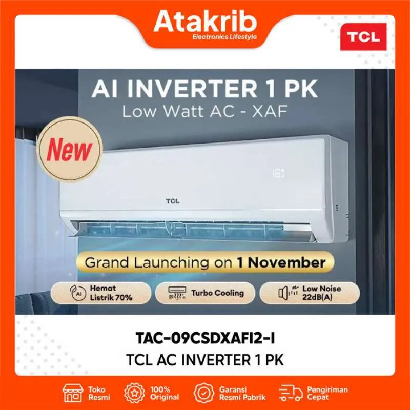 TCL AC AI Inverter 1 PK ｜ TAC-09CSD/XAFI2: Pendingin Cerdas, Hemat Energi, dan Elegan