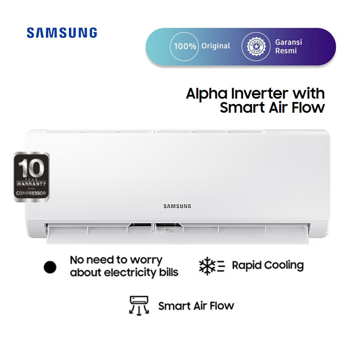 Samsung AC 1.5 PK Alpha Inverter dengan Smart AirFlow AR12AYHLAWKNSE