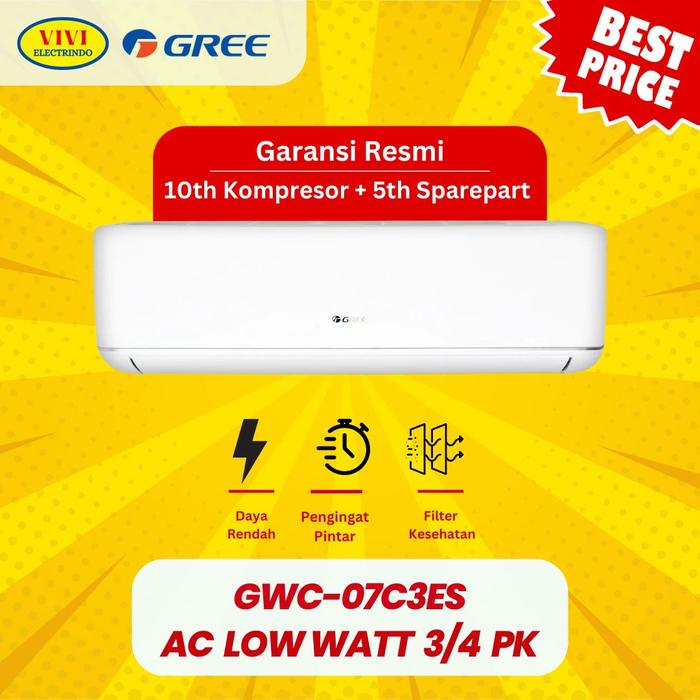 AC Gree 3/4 PK Deluxe Low Watt GWC-07C3E(S) Hemat Energi