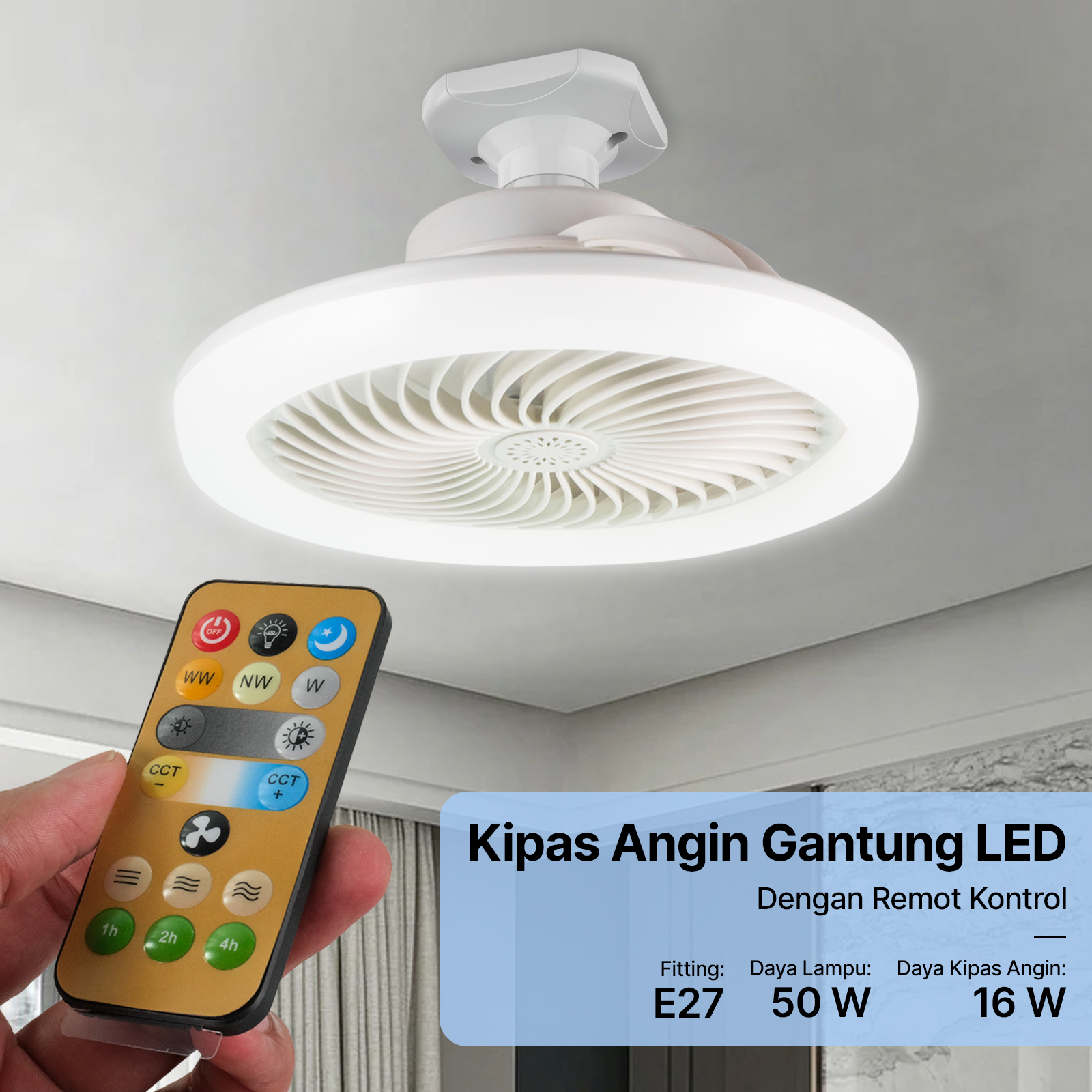 Kipas Angin Gantung LED JOYINLED JOY31 dengan Remote Kendali