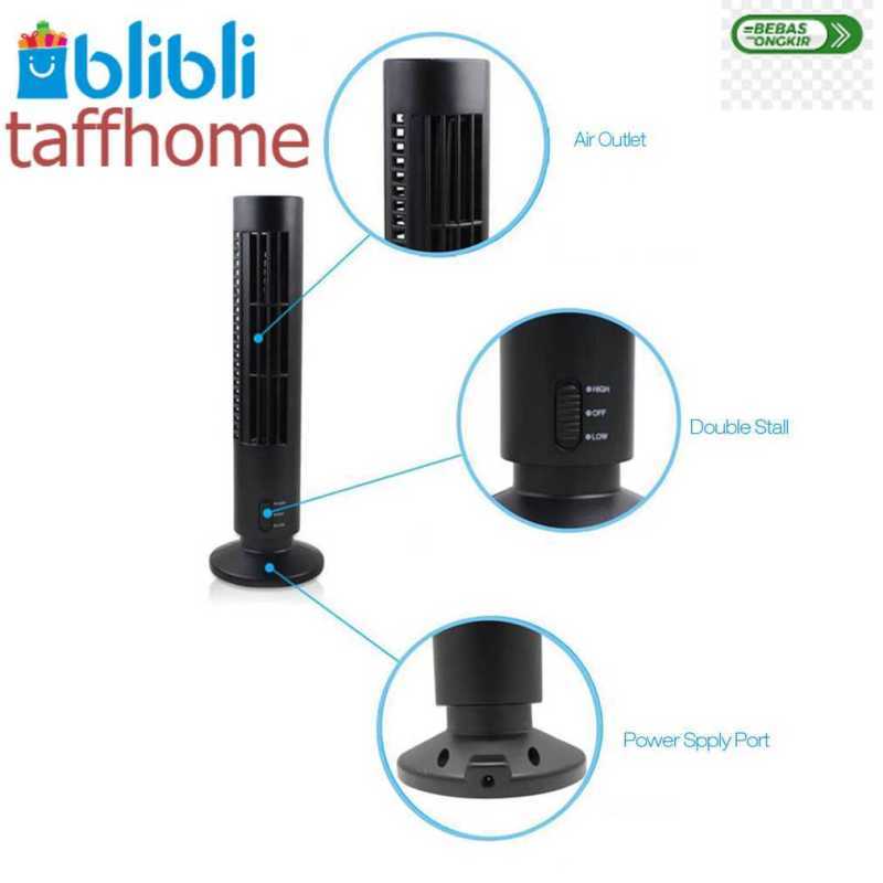 Kipas Angin USB TaffHOME YK-1208: Desain Tower Tanpa Daun & Sunyi