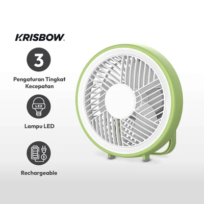 Kipas Krisbow® 6 Inci dengan Lampu Darurat, Solusi Ventilasi Praktis