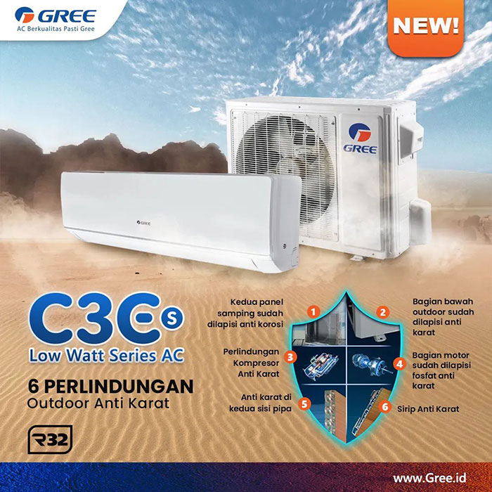 AC GREE Residential C3ES Low Watt 0.5 PK: Hemat Energi dan Efisien