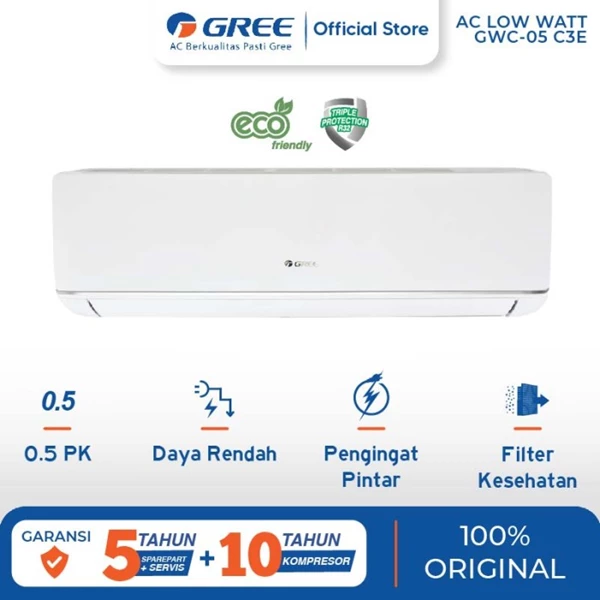 Gree AC Deluxe Low Watt GWC-05C3E: Pendingin Hemat Energi dan Efisien
