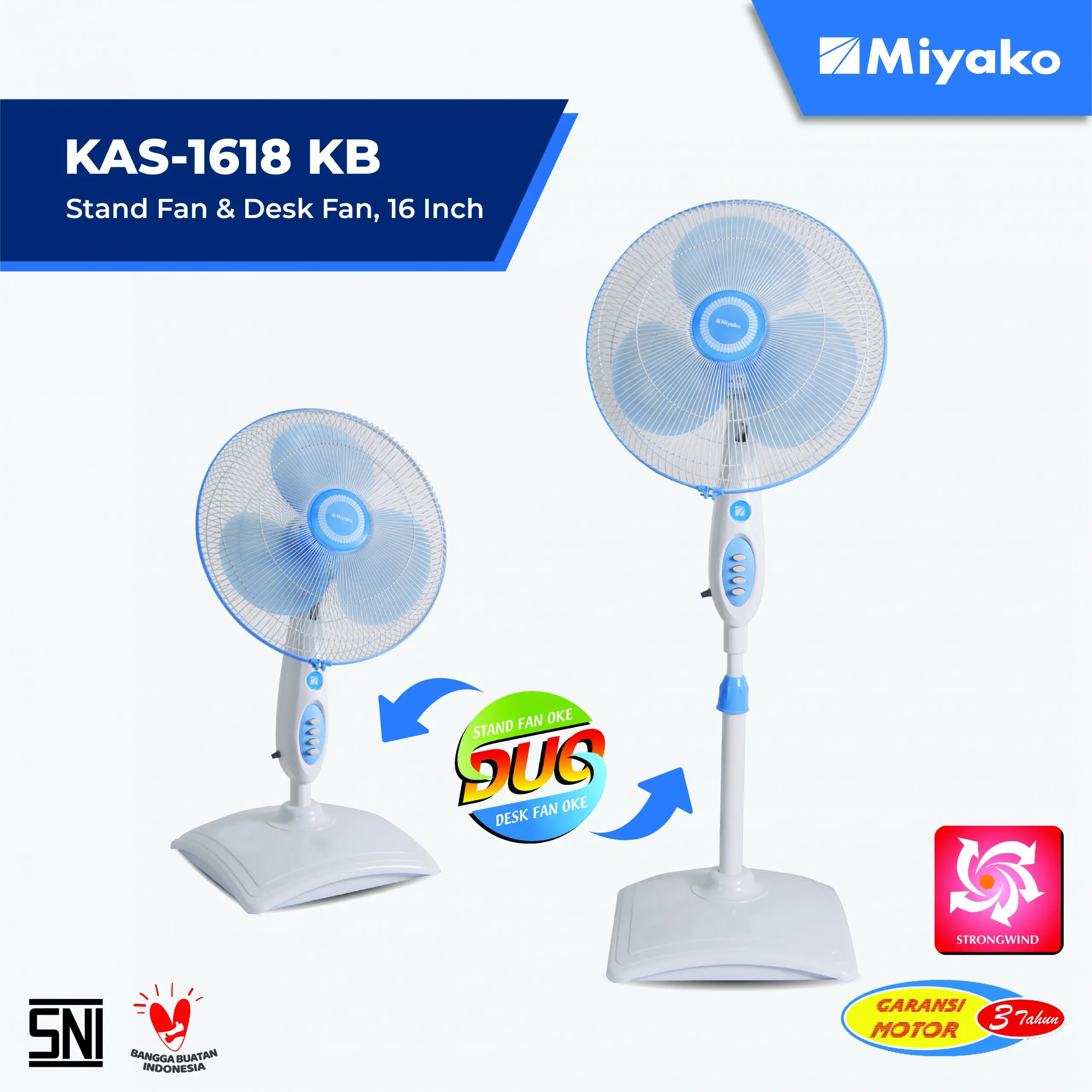 Kipas Miyako KAS-1618 KB PL: Desain dan Fitur Utama