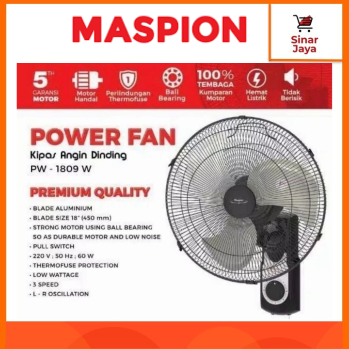 Maspion PW-1809W: Kipas Dinding Power Wall Fan yang Handal